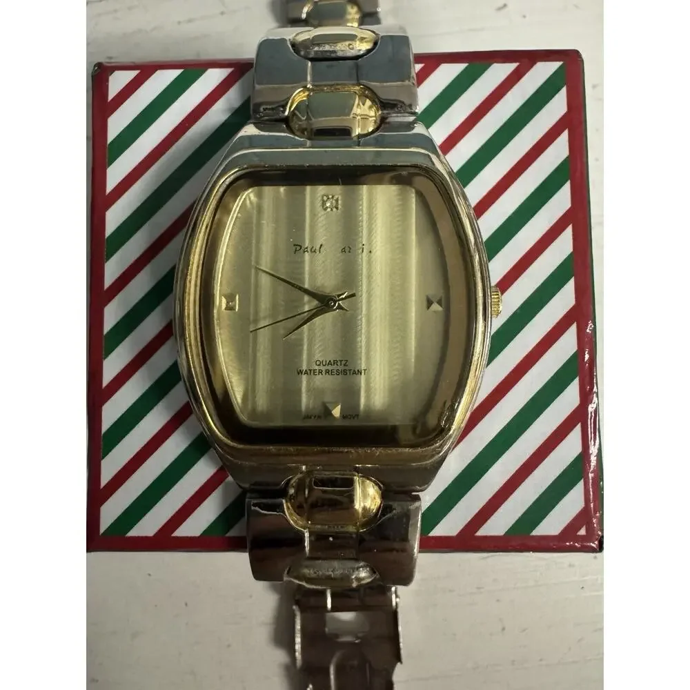 Paul Jardin Men's Silver‎ Toned Link Band Analog Watch Water Resistant *read